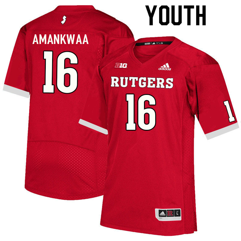 Youth #16 Thomas Amankwaa Rutgers Scarlet Knights College Football Jerseys Sale-Scarlet